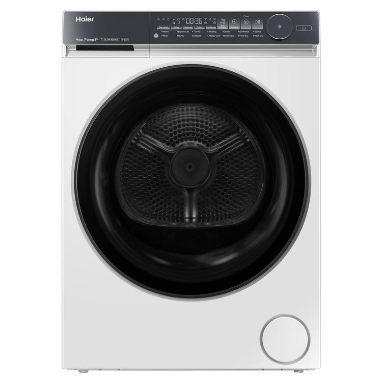 Haier 8kg 500 Series White Heat Pump Dryer HDHPS80NW1, Front View
