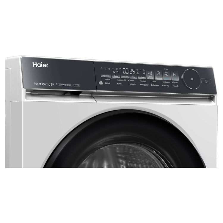 Haier 8kg 500 Series White Heat Pump Dryer HDHPS80NW1, Left Side Panel