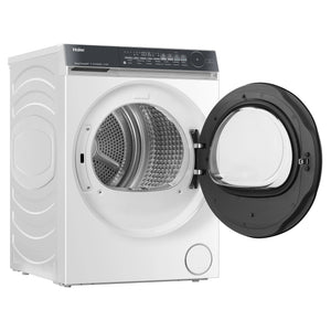 Haier 8kg 500 Series White Heat Pump Dryer HDHPS80NW1, Left Side Open Door View