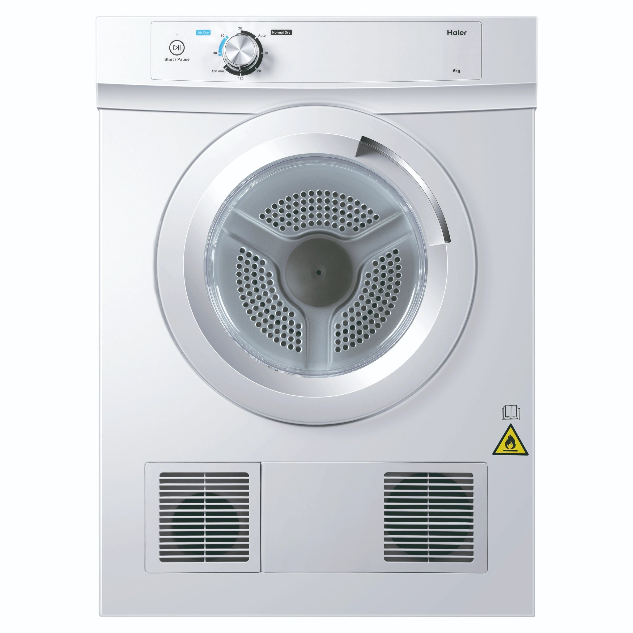 Haier 6kg 300 Series White Vented Dryer HDV60A1, Front View