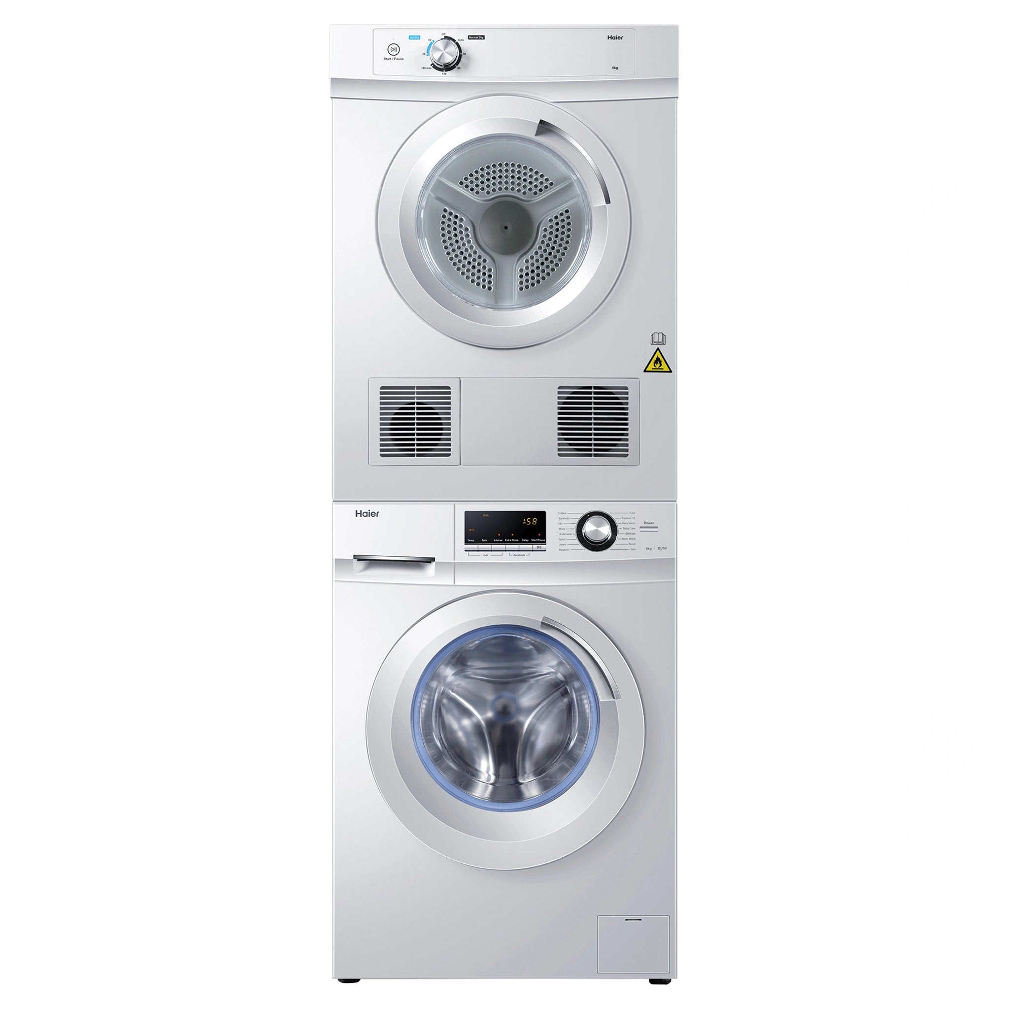 Haier 6kg 300 Series White Vented Dryer HDV60A1, Front View