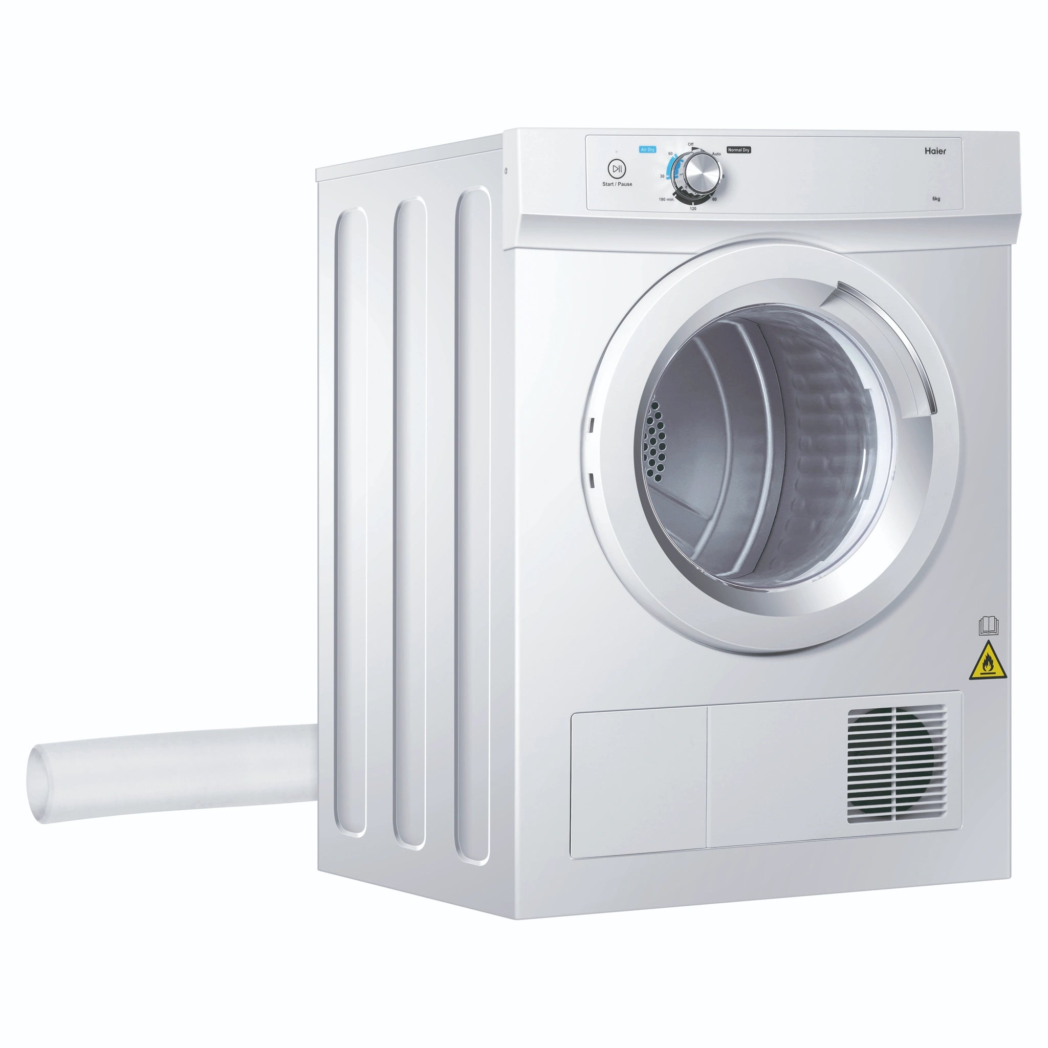 Haier 6kg 300 Series White Vented Dryer HDV60A1, Right Side View