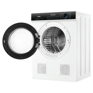 Haier 6kg Sensor Vented Dryer with 15 Programs - White HDV60AWW1,  Left Side View With Door Open