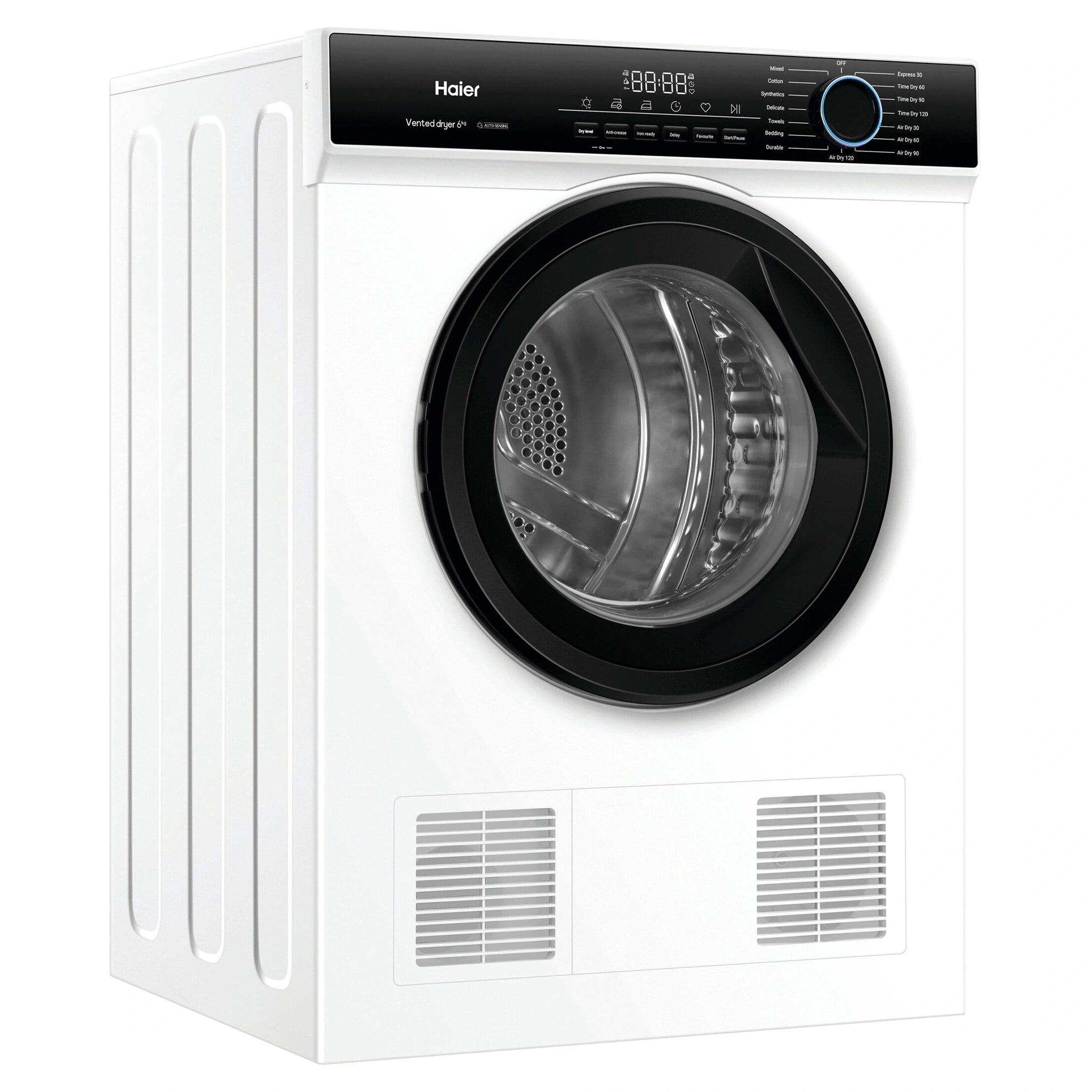Haier 6kg Sensor Vented Dryer with 15 Programs - White HDV60AWW1,  Right Side View