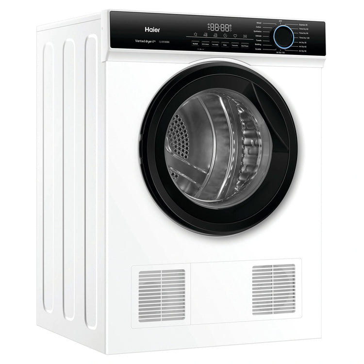 Haier 6kg Sensor Vented Dryer with 15 Programs - White HDV60AWW1,  Right Side View