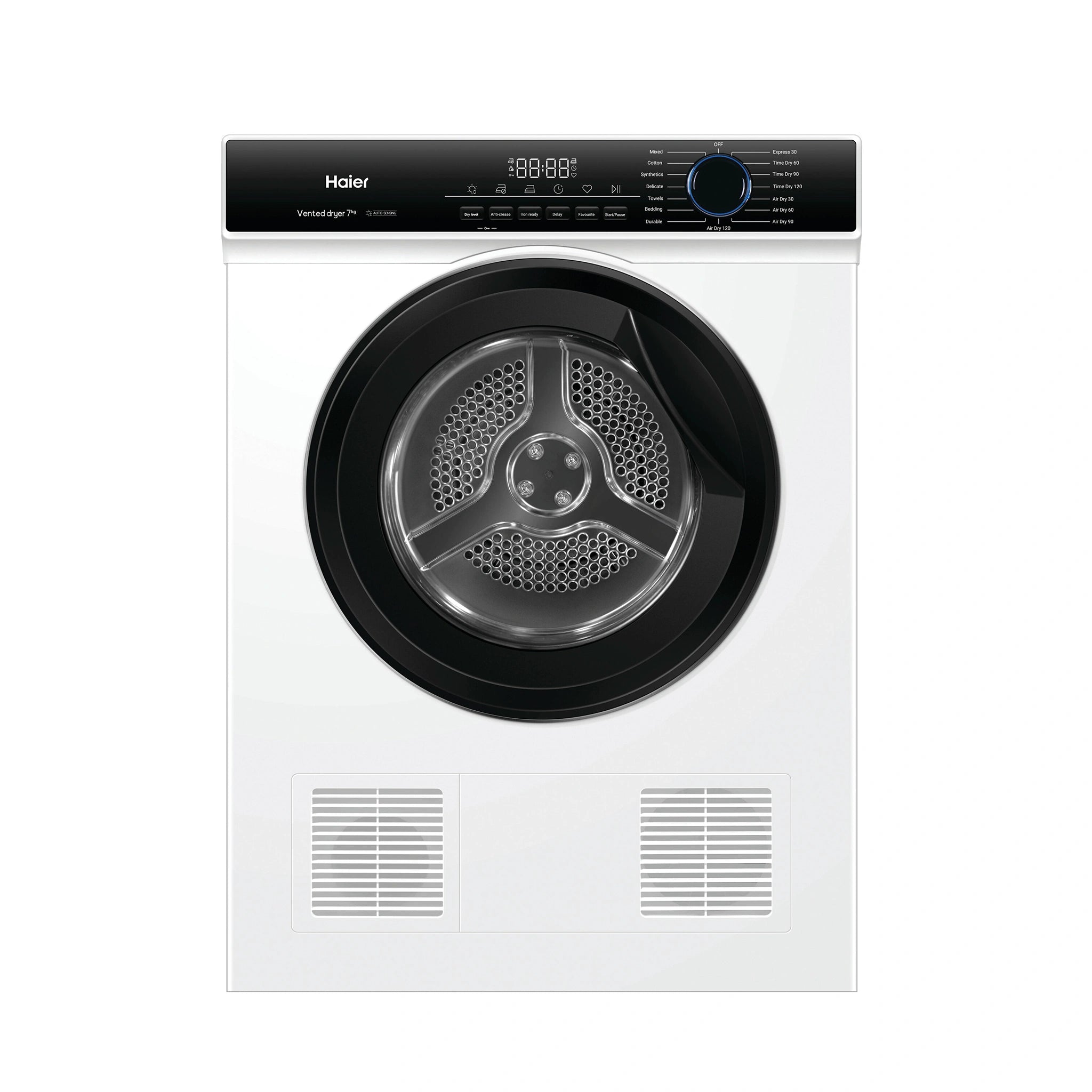 Haier 7 kg 300 Series Sensor Vented Dryer HDV70AWW1, Front View