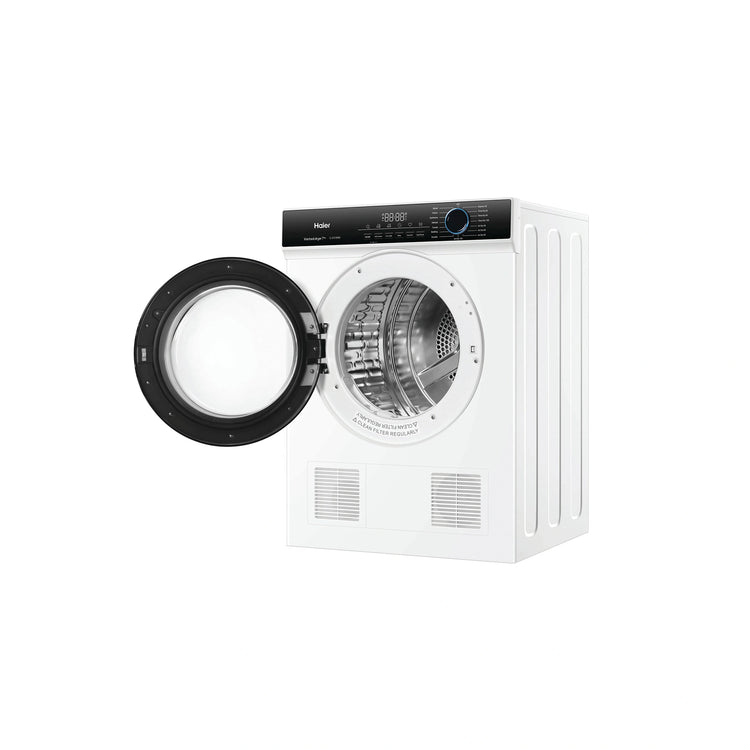 Haier 7 kg 300 Series Sensor Vented Dryer HDV70AWW1, Right Side View With Door Open