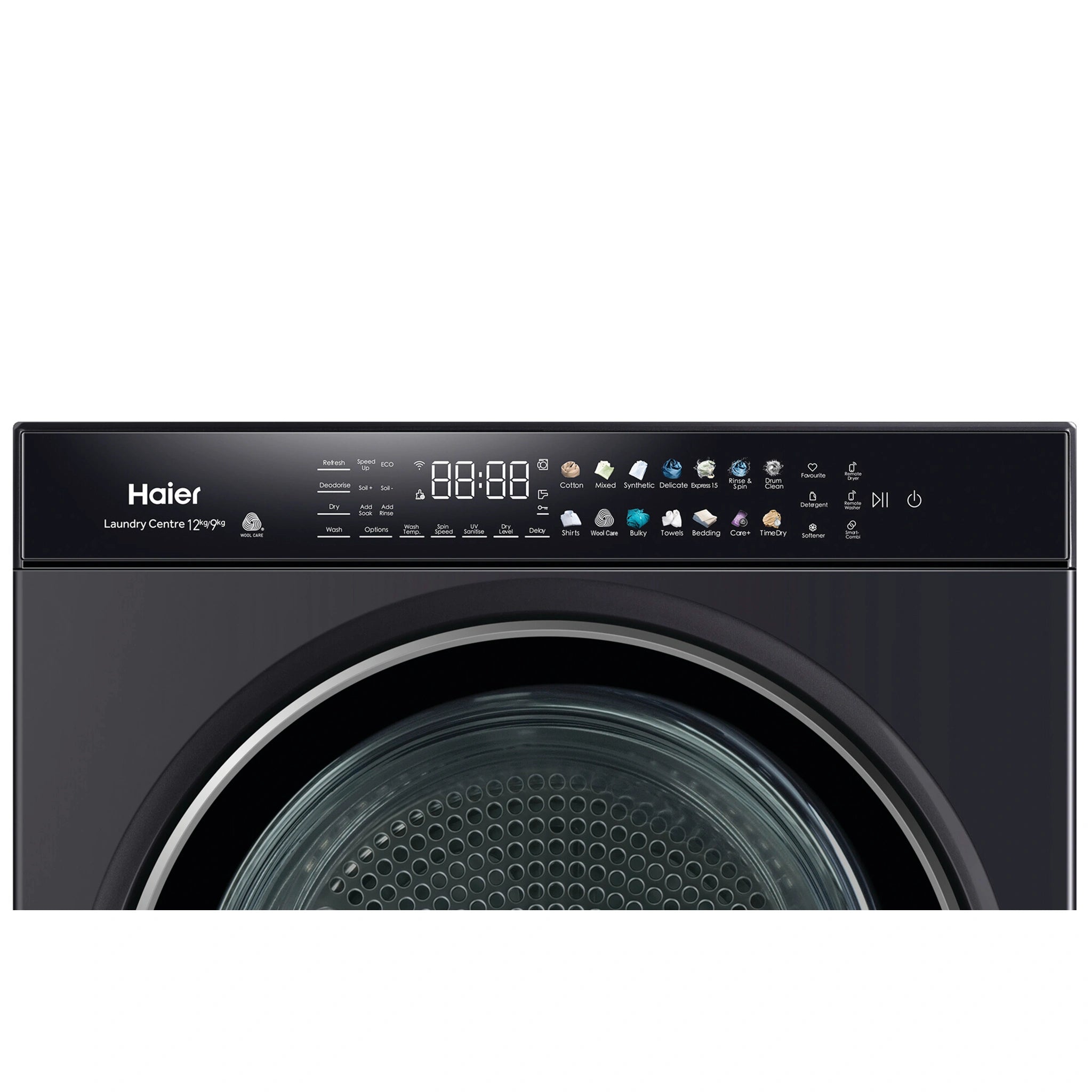 Haier 12kg + 9kg 600 Series Laundry Centre Heat Pump Dryer HLC1290CTB1, Control Panel View 2
