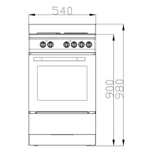 Haier 54cm Freestanding Electric Cooker HOR54S5CW1, Dimensions