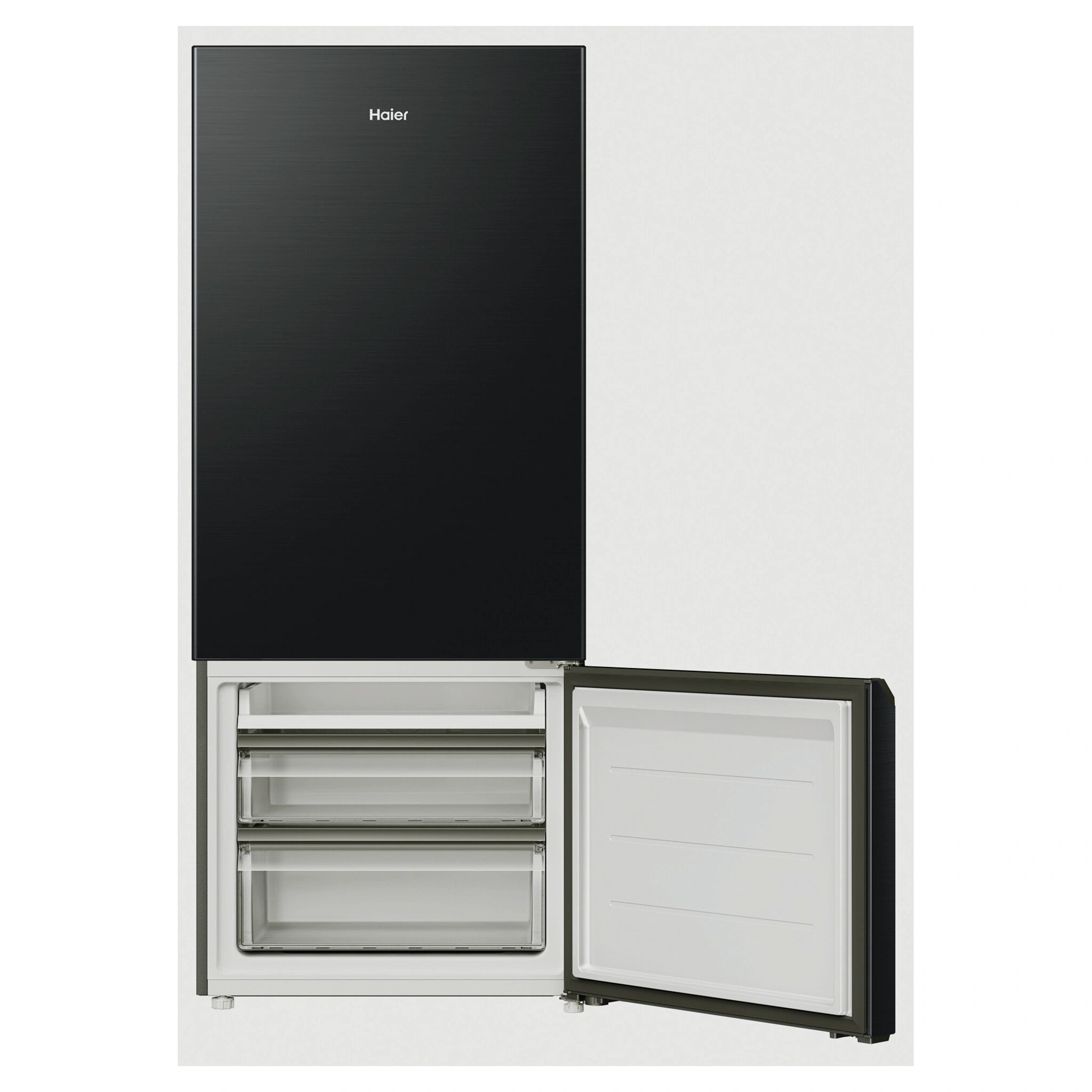 Haier 433L 500 Series Refrigerator Bottom Freezer HRF420BC, Front View With Lower Door Open