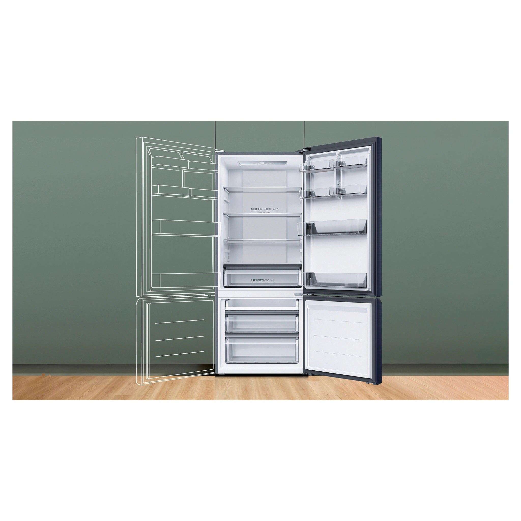Haier 433L 500 Series Refrigerator Bottom Freezer HRF420BEC, Feature
