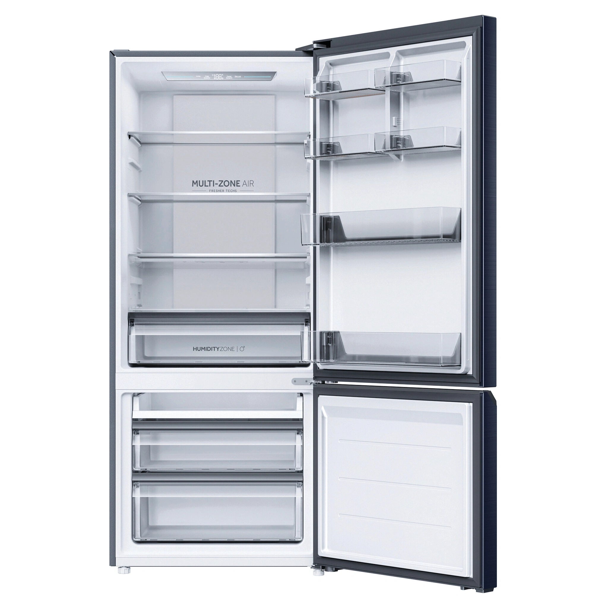 Haier 433L 500 Series Refrigerator Bottom Freezer HRF420BEC, Front View With Door Open