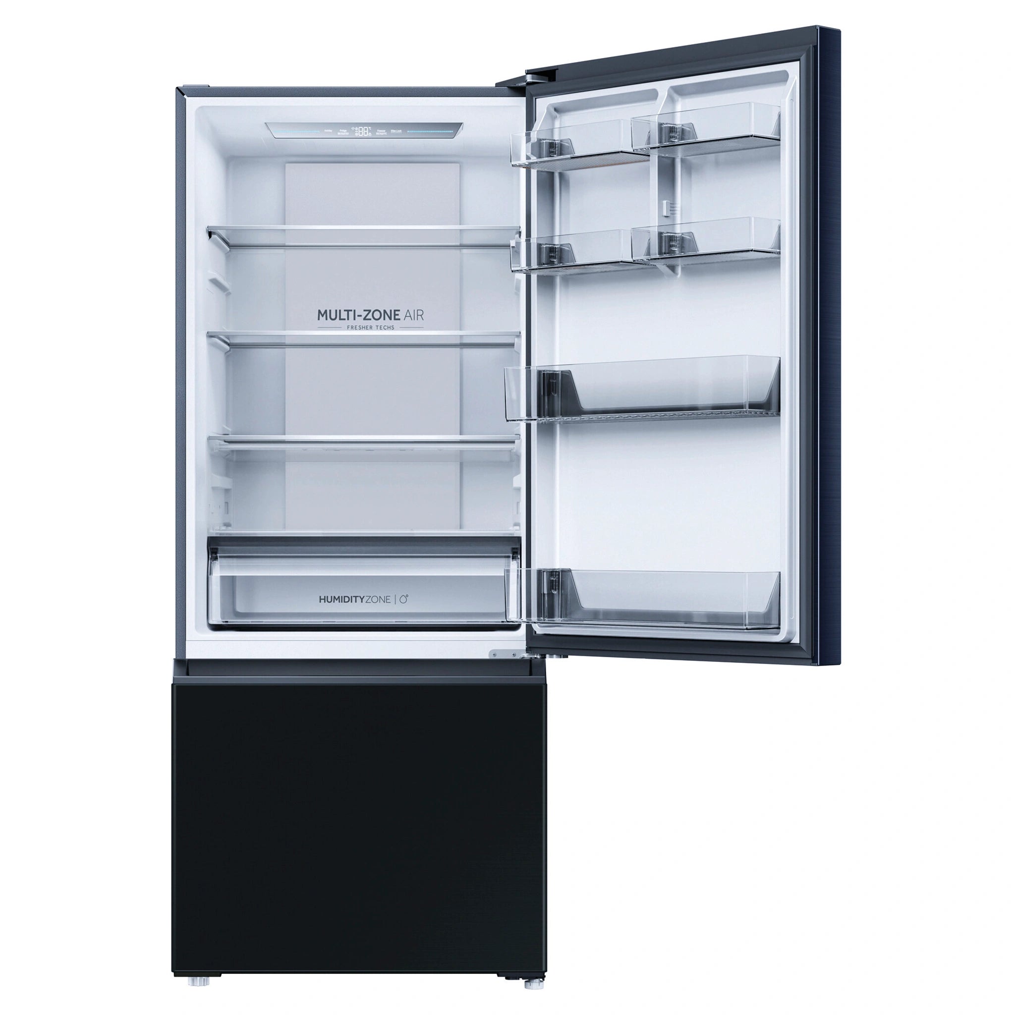 Haier 433L 500 Series Refrigerator Bottom Freezer HRF420BEC, Front View With Upper Door Open