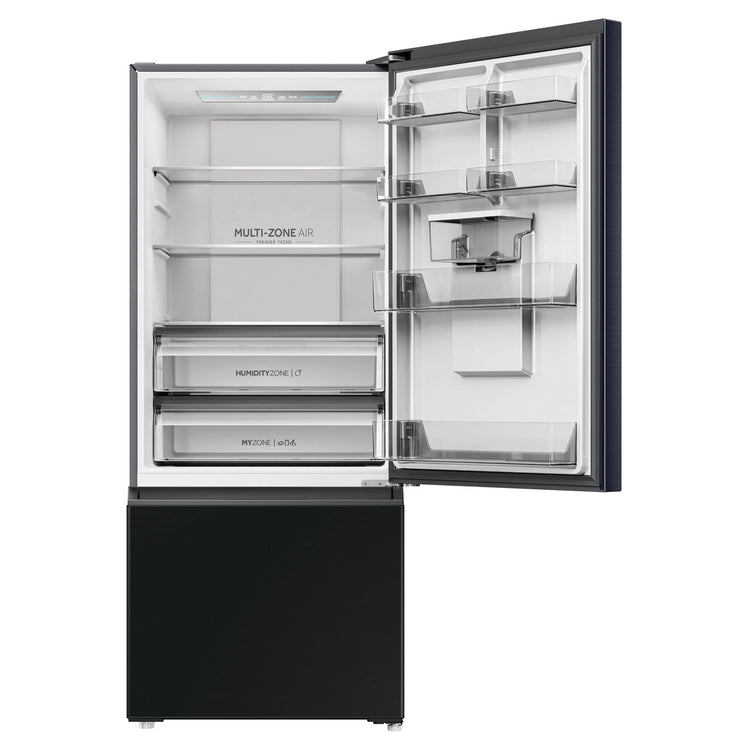 Haier HRF420BHC 431L 500 Series Refrigerator Bottom Freezer, Front View With Upper Door Open