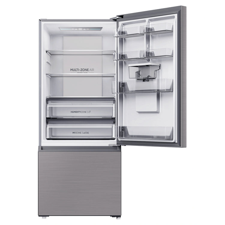 Haier 431L 500 Series Refrigerator Bottom Freezer HRF420BHS, Front View With Upper Door Open