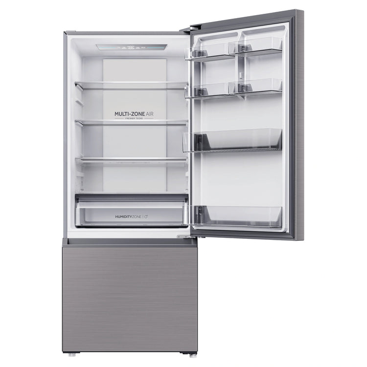 Haier 433L 500 Series Refrigerator Bottom Freezer HRF420BS, Front View With Upper Door Open View