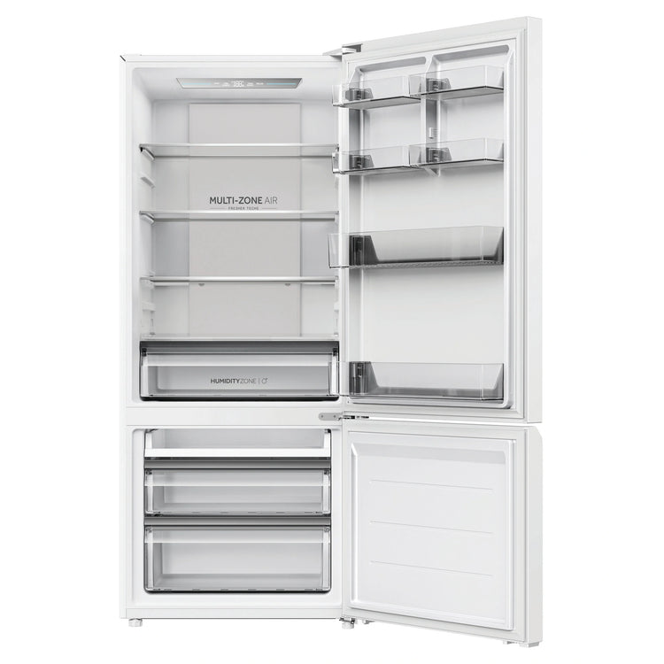 Haier 433L 500 Series Refrigerator Bottom Freezer HRF420BW, Front View With Door Open