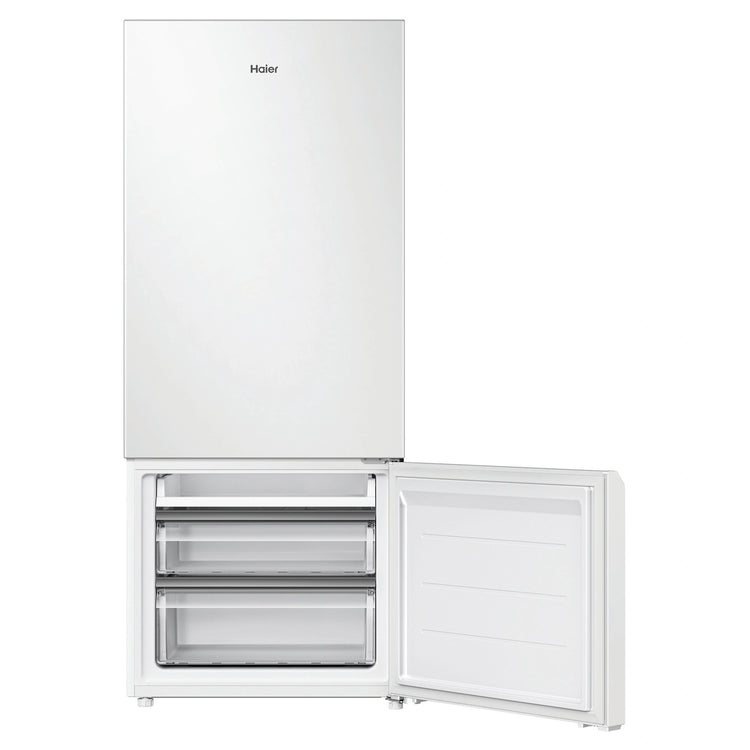 Haier 433L 500 Series Refrigerator Bottom Freezer HRF420BW, Front View With Lower Door Open