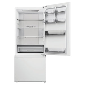 Haier 433L 500 Series Refrigerator Bottom Freezer HRF420BW, Front View With Upper Door Open
