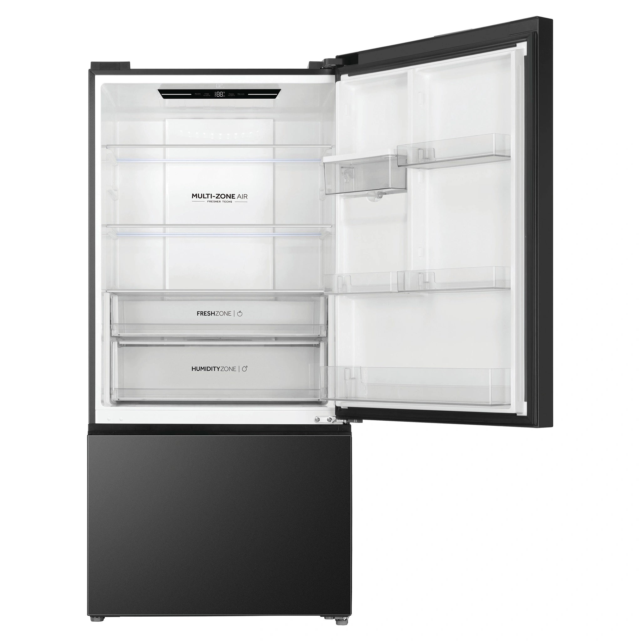 Haier 514L 500 Series Refrigerator Bottom Freezer HRF510BHC, Front View With Top Door Open