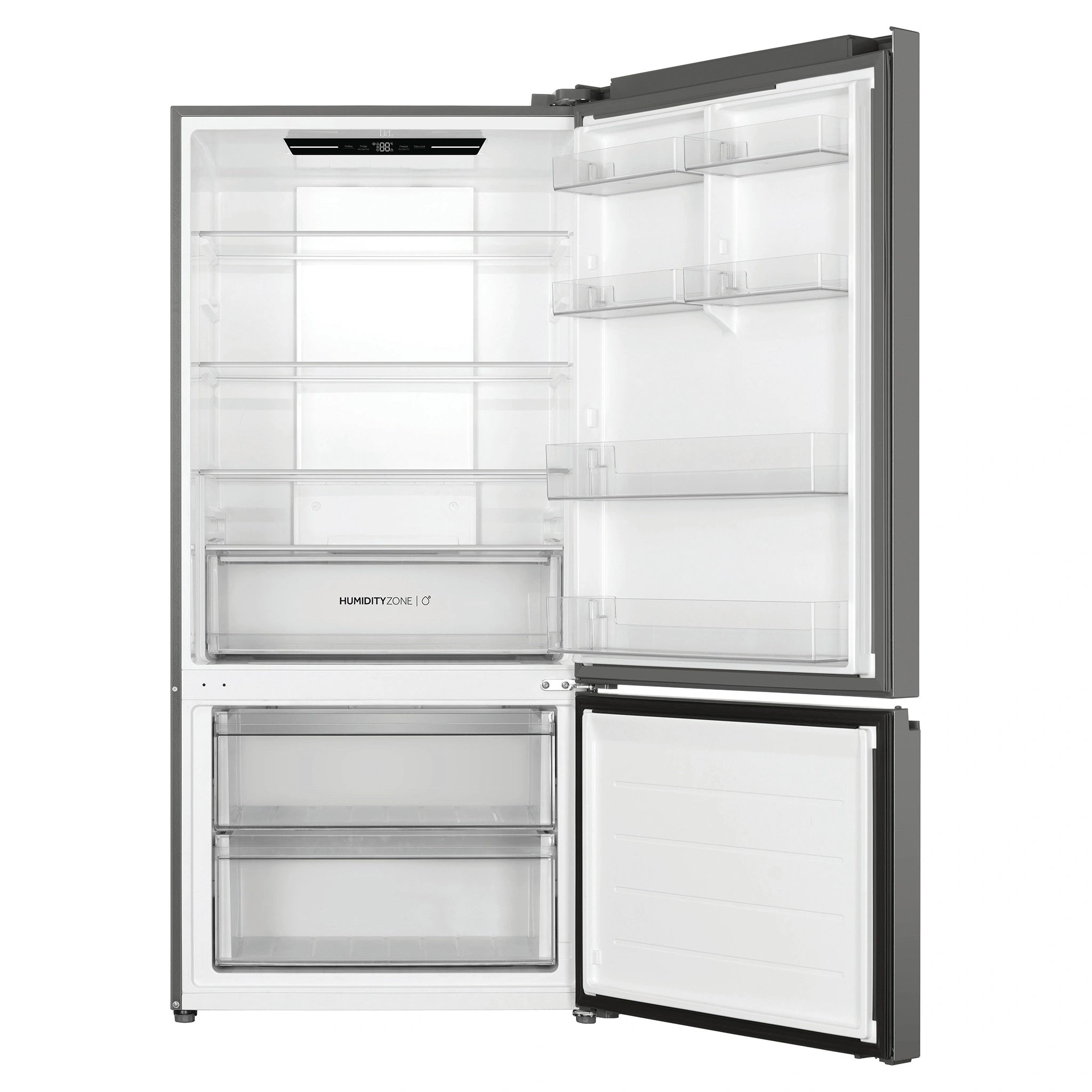 Haier 517L 500 Series Refrigerator Bottom Freezer HRF510BS, Front View With Door Open