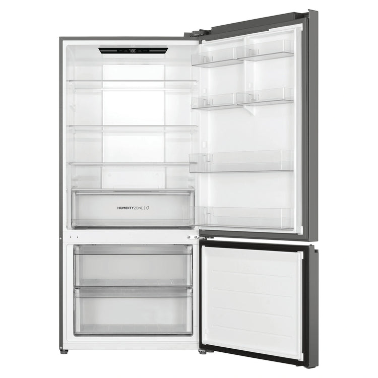Haier 517L 500 Series Refrigerator Bottom Freezer HRF510BS, Front View With Door Open