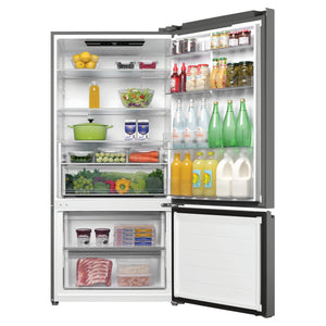 Haier 517L 500 Series Refrigerator Bottom Freezer HRF510BS, Front View With Door Open Storages