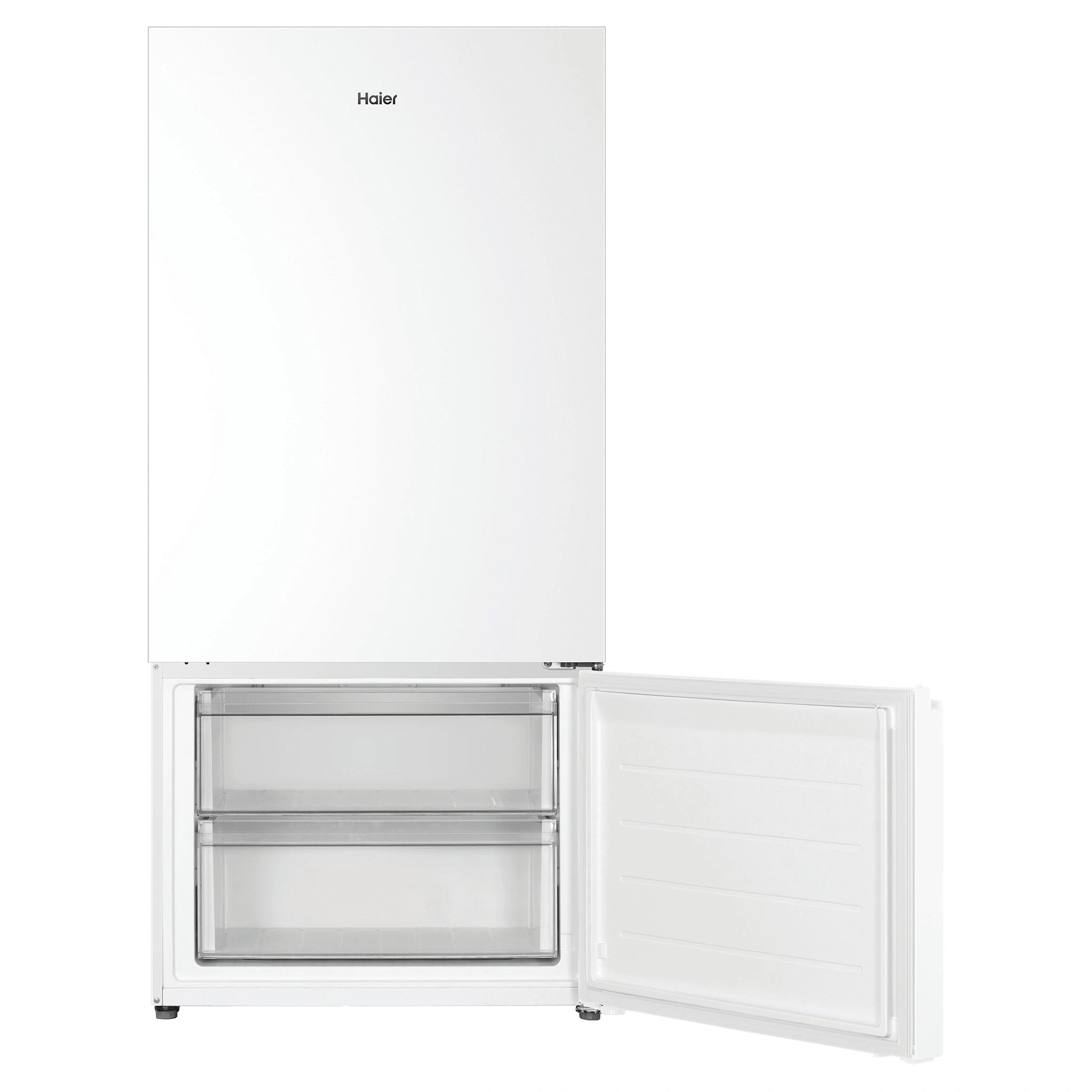 Haier 517L 500 Series Refrigerator Bottom Freezer HRF510BW, Front View With Bottom Door Open