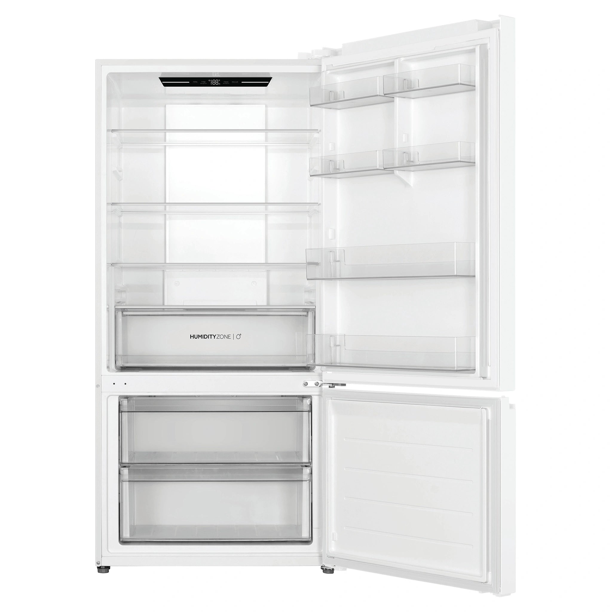 Haier 517L 500 Series Refrigerator Bottom Freezer HRF510BW, Front View With Door Open
