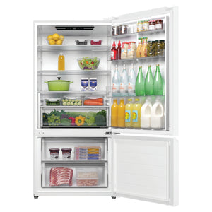 Haier 517L 500 Series Refrigerator Bottom Freezer HRF510BW, Front View With Door Open Storages
