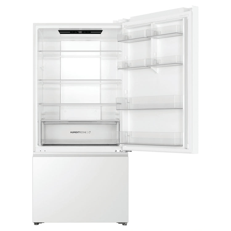 Haier 517L 500 Series Refrigerator Bottom Freezer HRF510BW, Front View With Top Door Open