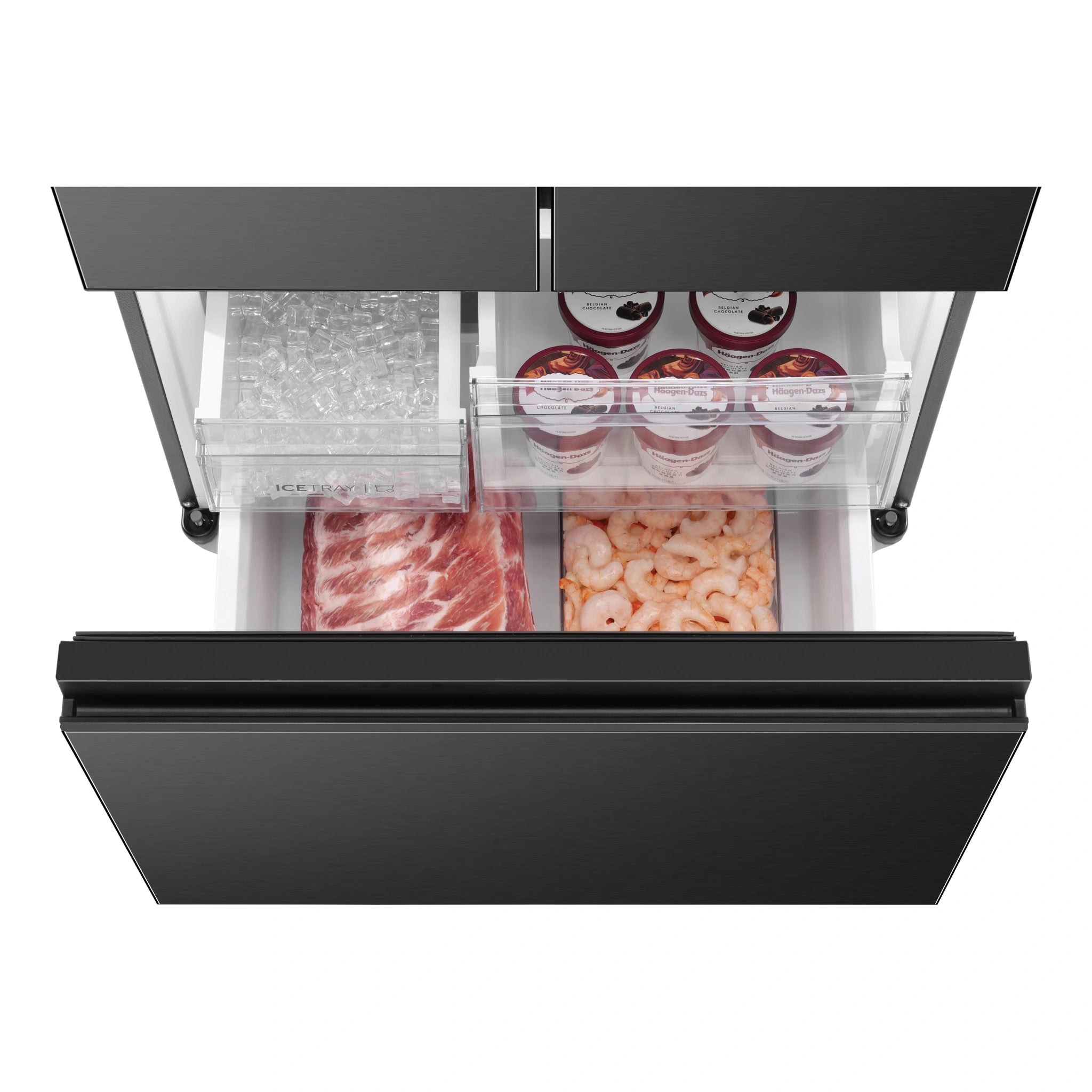 Haier 509L Black French Door Fridge With Water Dispenser HRF510FHC, Freezer Drawer View