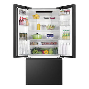 Haier 509L Black French Door Fridge With Water Dispenser HRF510FHC, Front View With Door Open