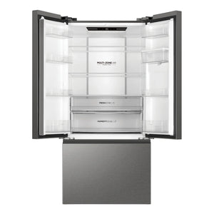 Haier 509L Stainless Steel French Door Fridge With Water Dispenser HRF510FHS, Front View With Door Open