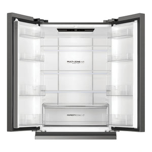 Haier Stainless Steel French Door Fridge With 5-Star Energy Efficiency HRF510FS, Front View With Door Open