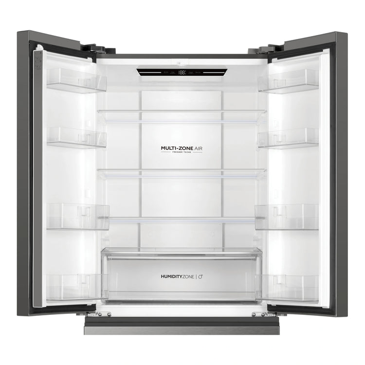 Haier Stainless Steel French Door Fridge With 5-Star Energy Efficiency HRF510FS, Front View With Door Open