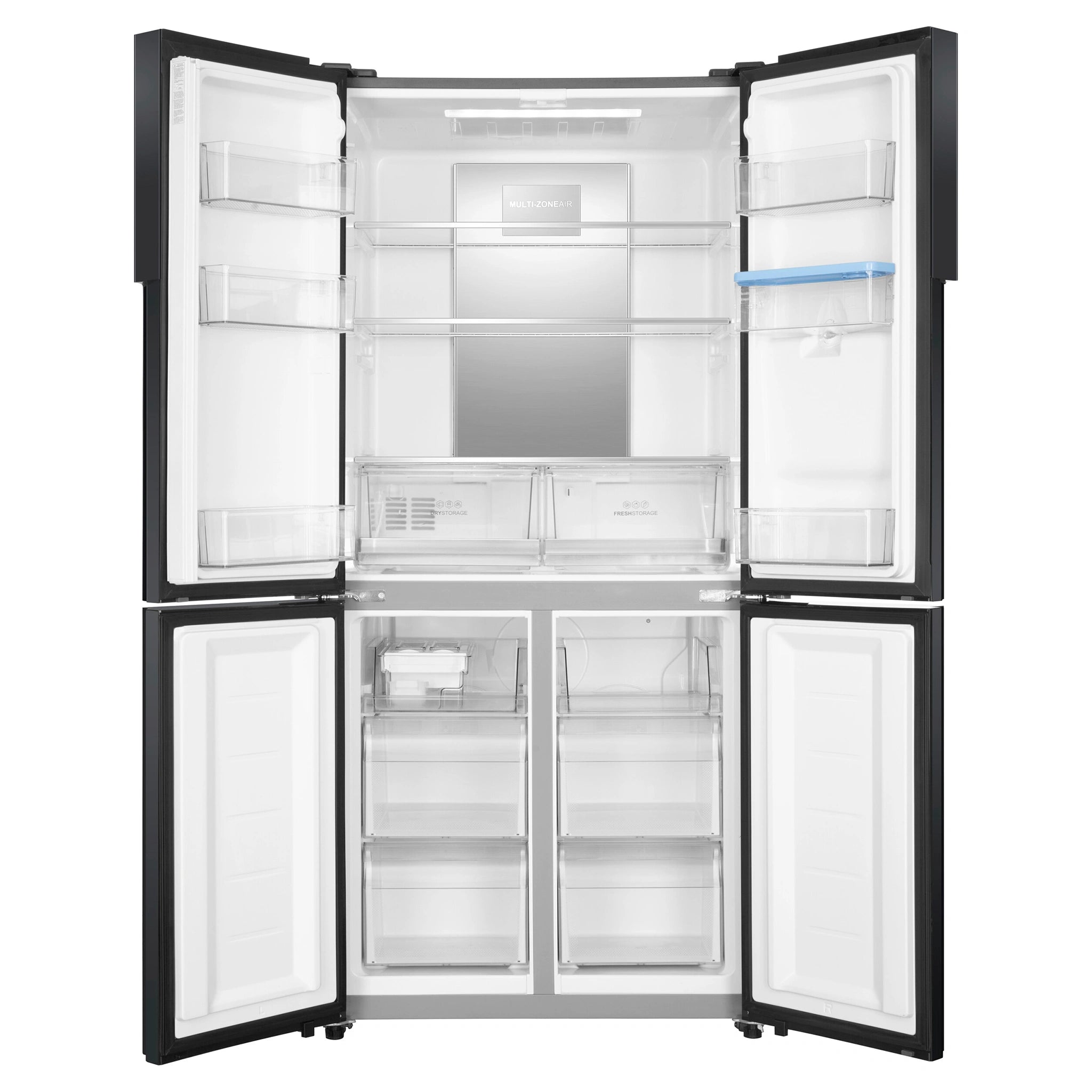 Haier 466L Quad Door Fridge Black HRF516YHC, Front View With Double Door Open View
