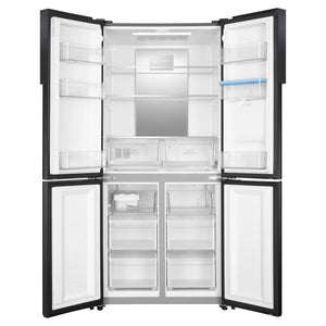 Haier 466L Quad Door Fridge Black HRF516YHC, Front View With Double Door Open View