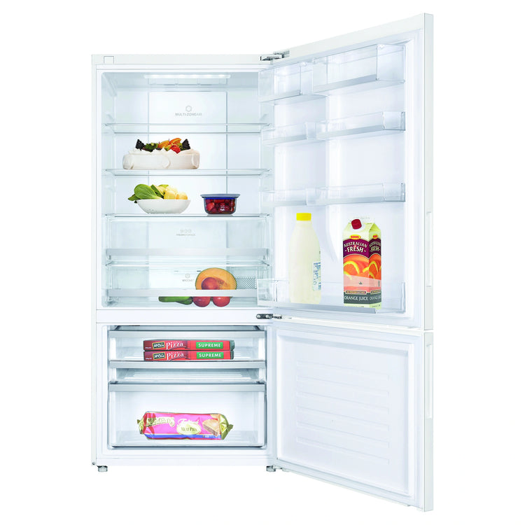 Haier 493L 600 Series Refrigerator Bottom Freezer HRF520BW, Front View With Door Open Storages