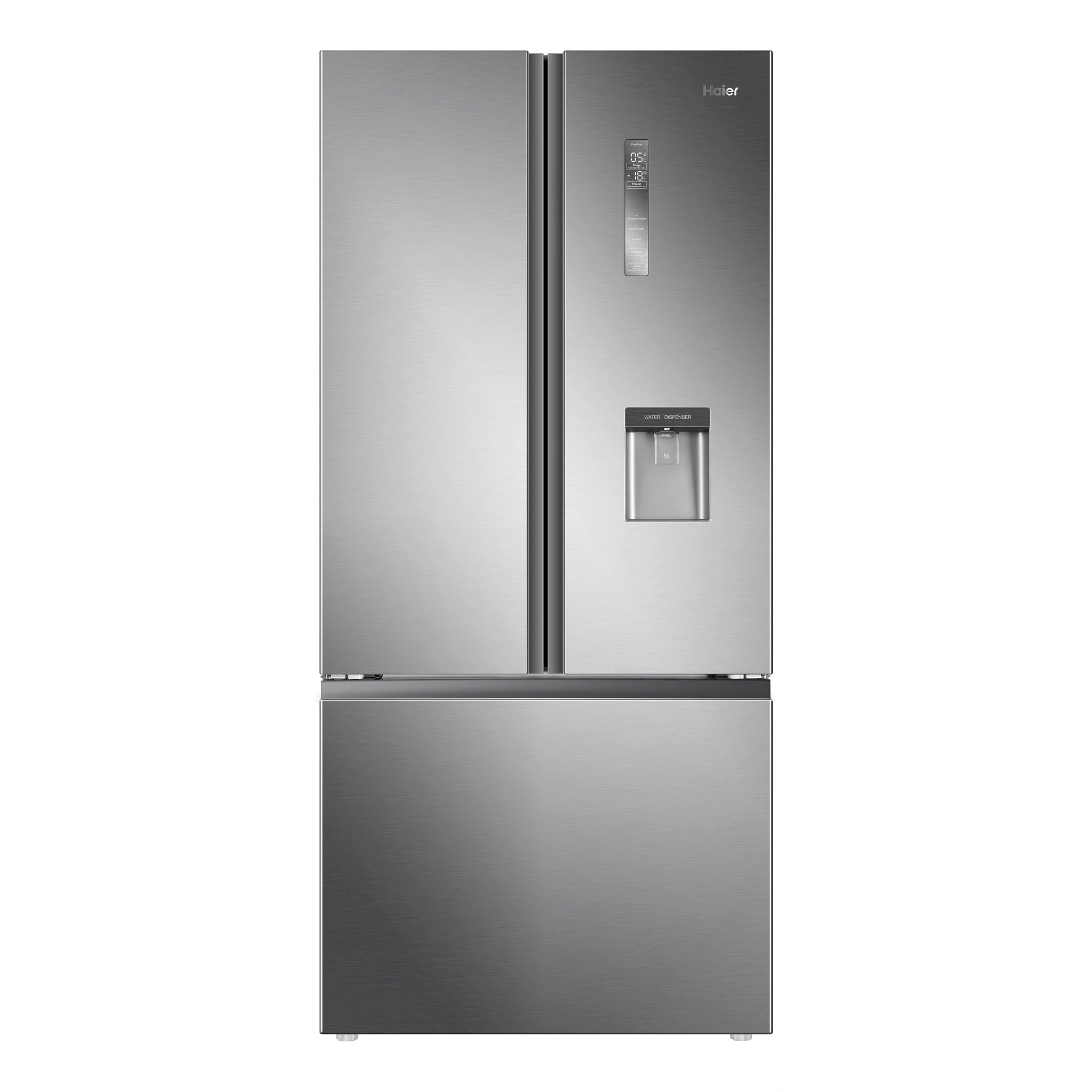 Haier 489L 600 Series Stainless Steel French Door Refrigerator Freezer HRF520FHS, Front View