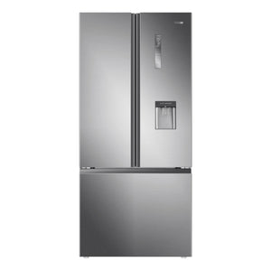 Haier 489L 600 Series Stainless Steel French Door Refrigerator Freezer HRF520FHS, Front View