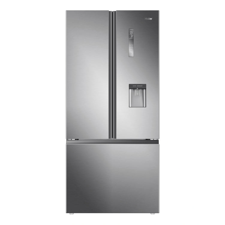 Haier 489L 600 Series Stainless Steel French Door Refrigerator Freezer HRF520FHS, Front View