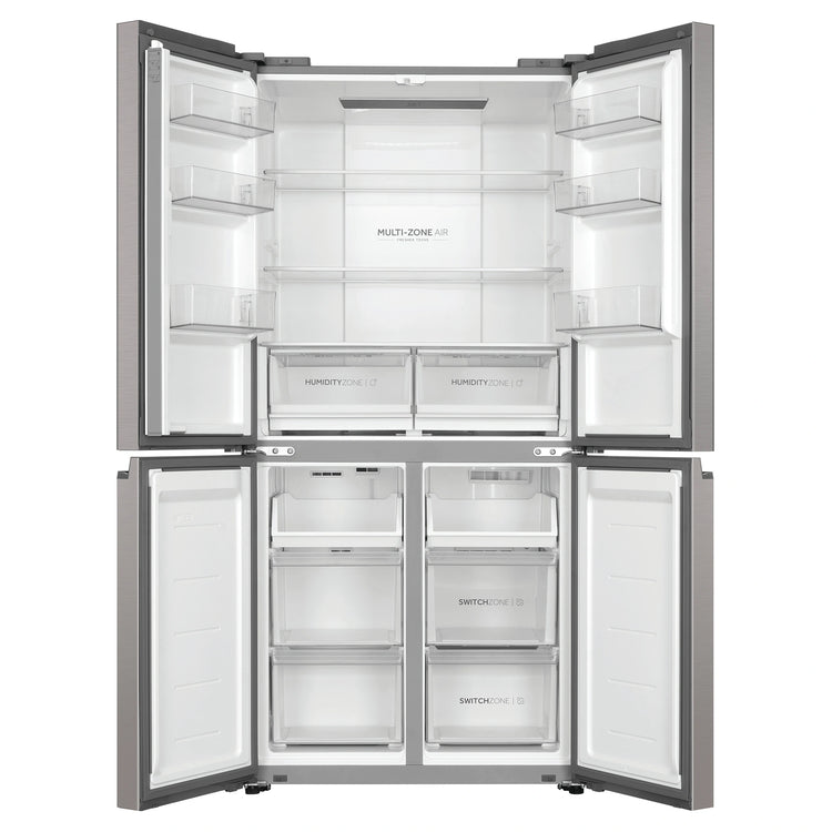 Haier 463L Stainless Steel Quad Door Fridge HRF530YS, Front View Double Door Open View