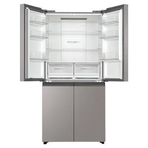 Haier 463L Stainless Steel Quad Door Fridge HRF530YS, Front View With Upper Side Door Open View