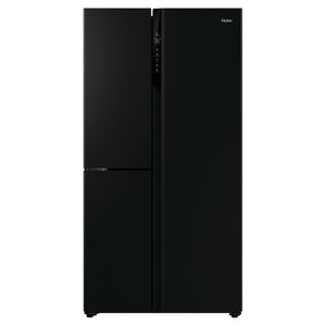 Haier 574L Black Three Door Side by Side Refrigerator HRF575XC, Front View