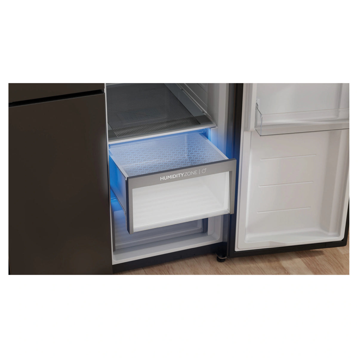 Haier 574L Black Three Door Side by Side Refrigerator HRF575XC, Humidity Control View