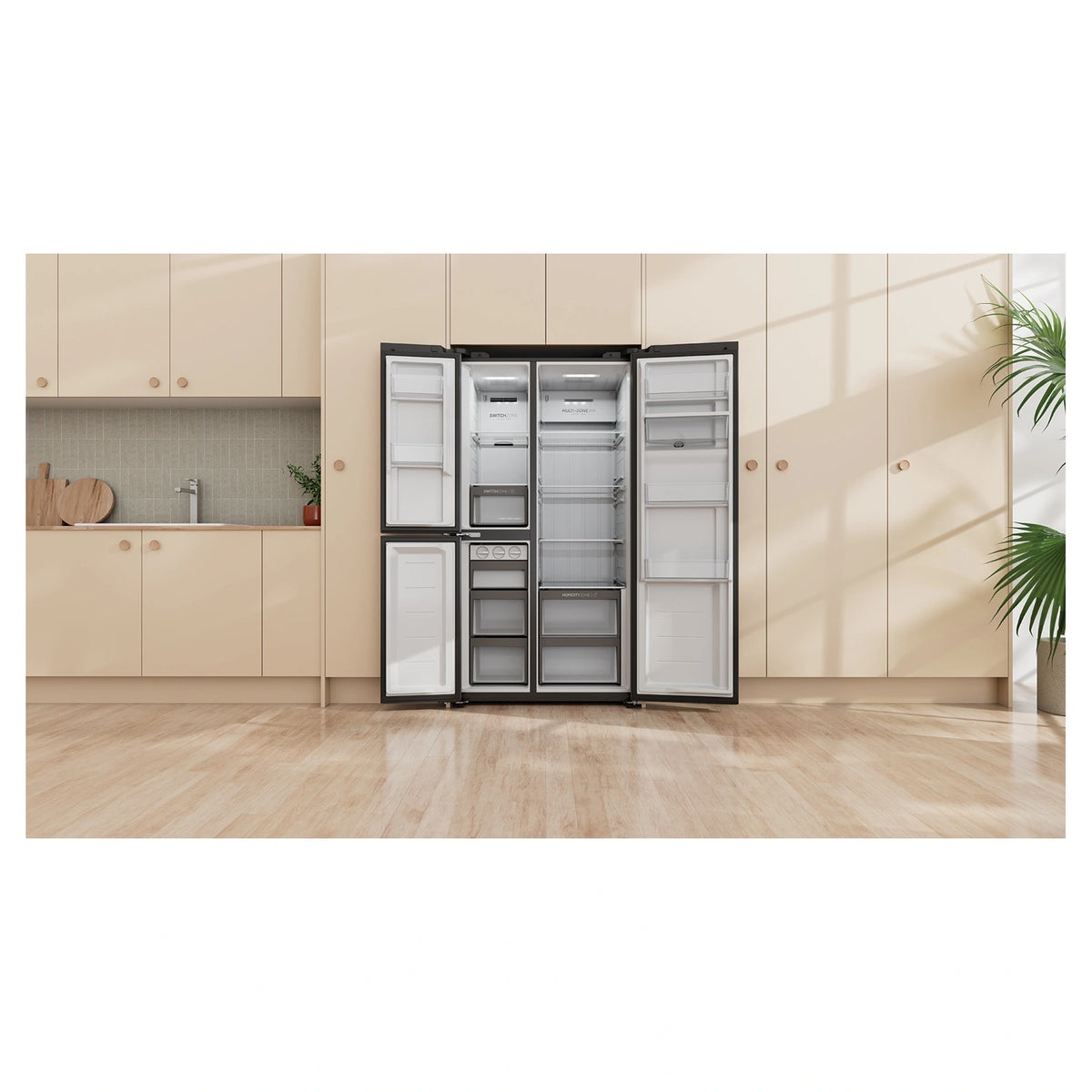 Haier 574L Black Three Door Side by Side Refrigerator HRF575XC, Lifestyle View