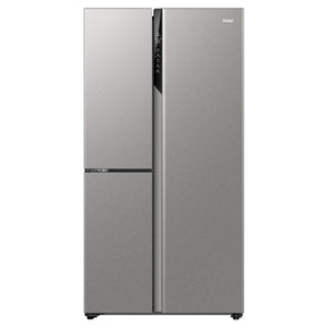 Haier 574L S+ Satina Silver Three Door Side by Side Refrigerator HRF575XS, Front View