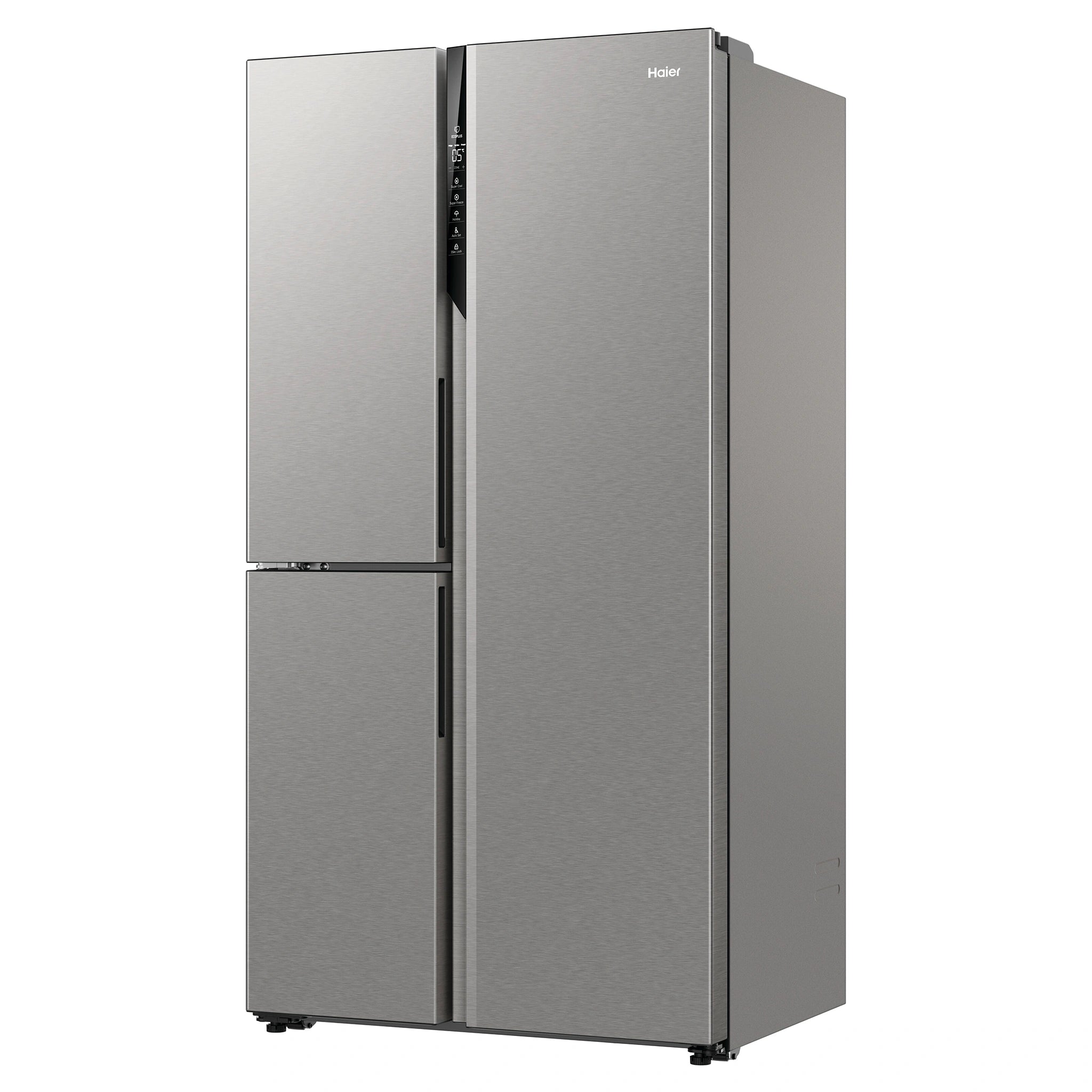 Haier 574L S+ Satina Silver Three Door Side by Side Refrigerator HRF575XS, Left Side View