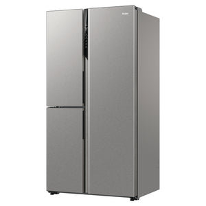 Haier 574L S+ Satina Silver Three Door Side by Side Refrigerator HRF575XS, Left Side View